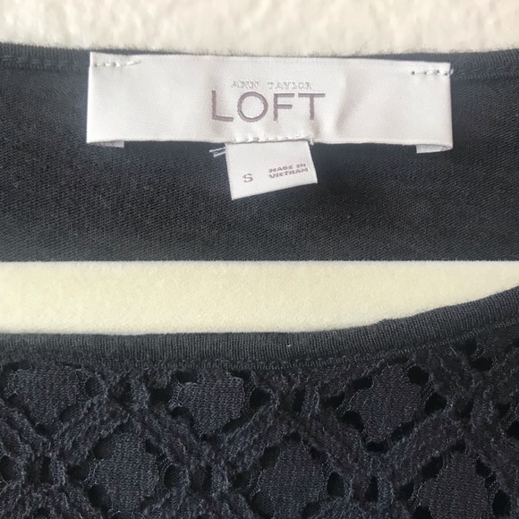 LOFT Black, long sleeved, open embroidered top, S - Picture 7 of 9
